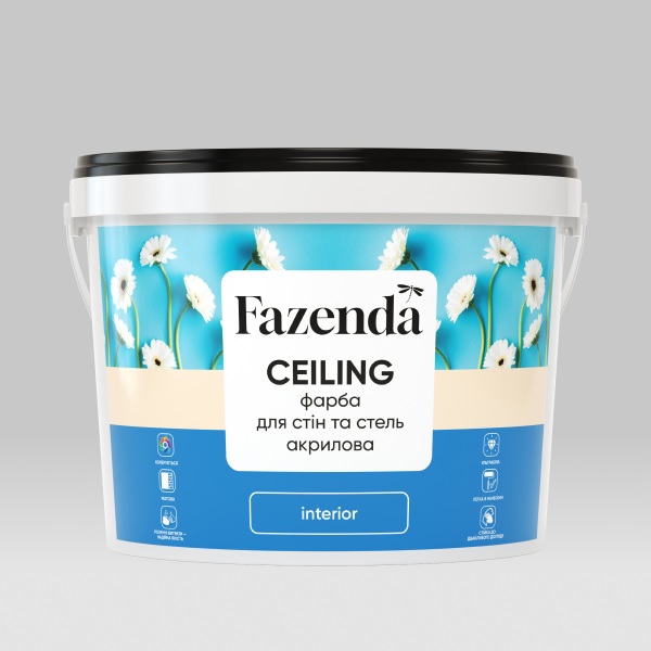 Фарба інтер'єрна акрилова для стін та стель CEILING ТМ "FAZENDA", 14 кг